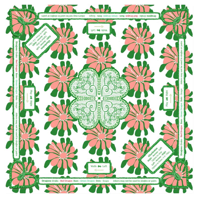 Mahjong Gaming Mat, KATY'S VINTAGE HAWAIIAN DRESS *** RULES EDITION