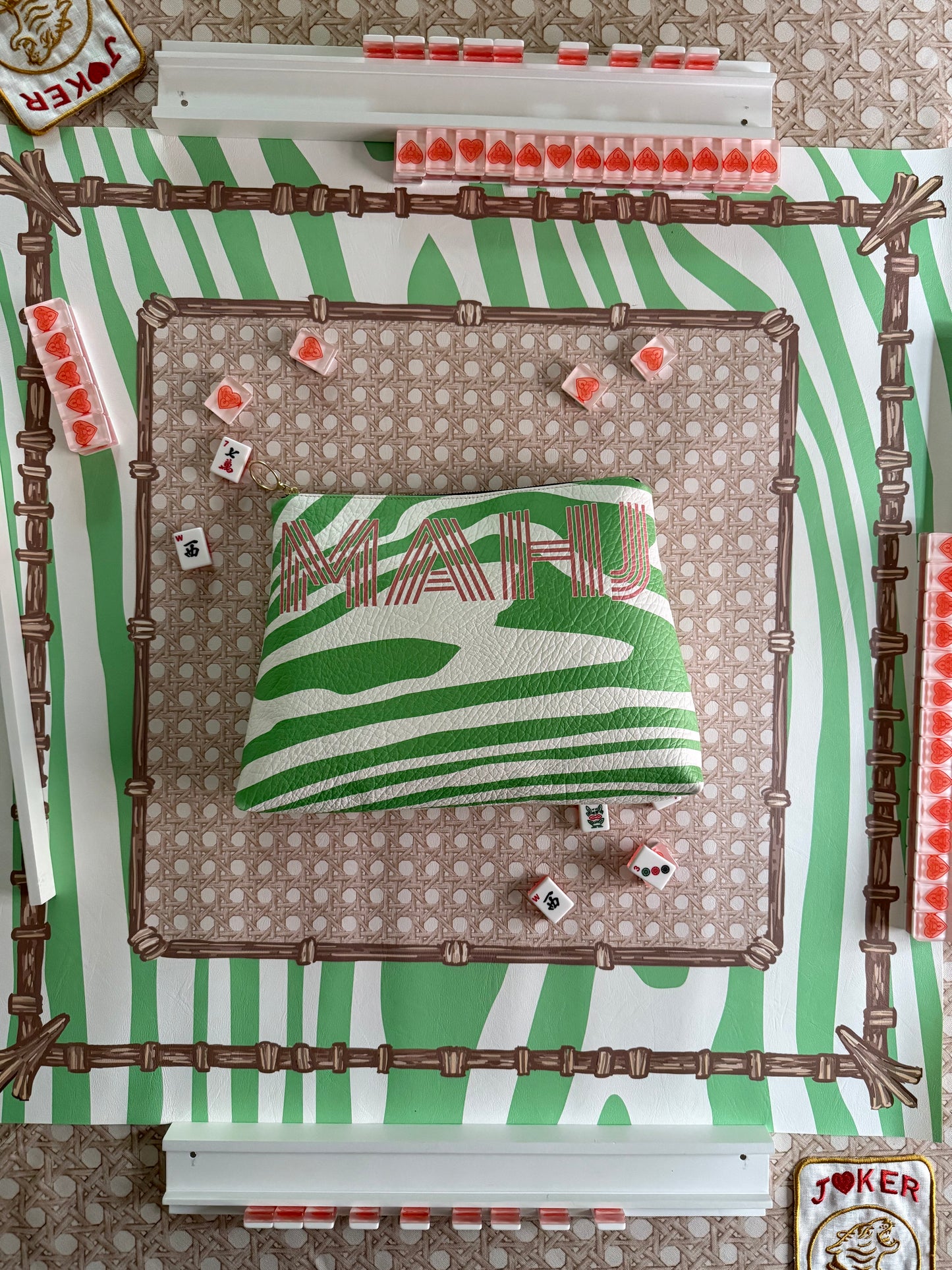 Mahjong Gaming Mat, FAUX BOIS