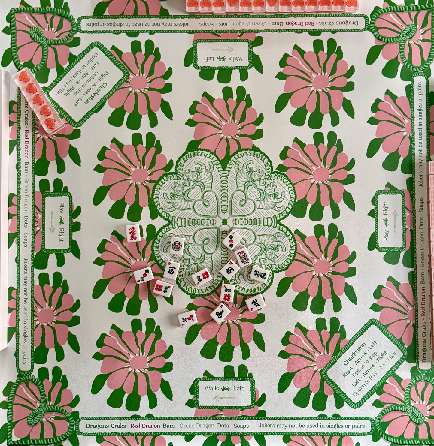 Mahjong Gaming Mat, KATY'S VINTAGE HAWAIIAN DRESS *** RULES EDITION