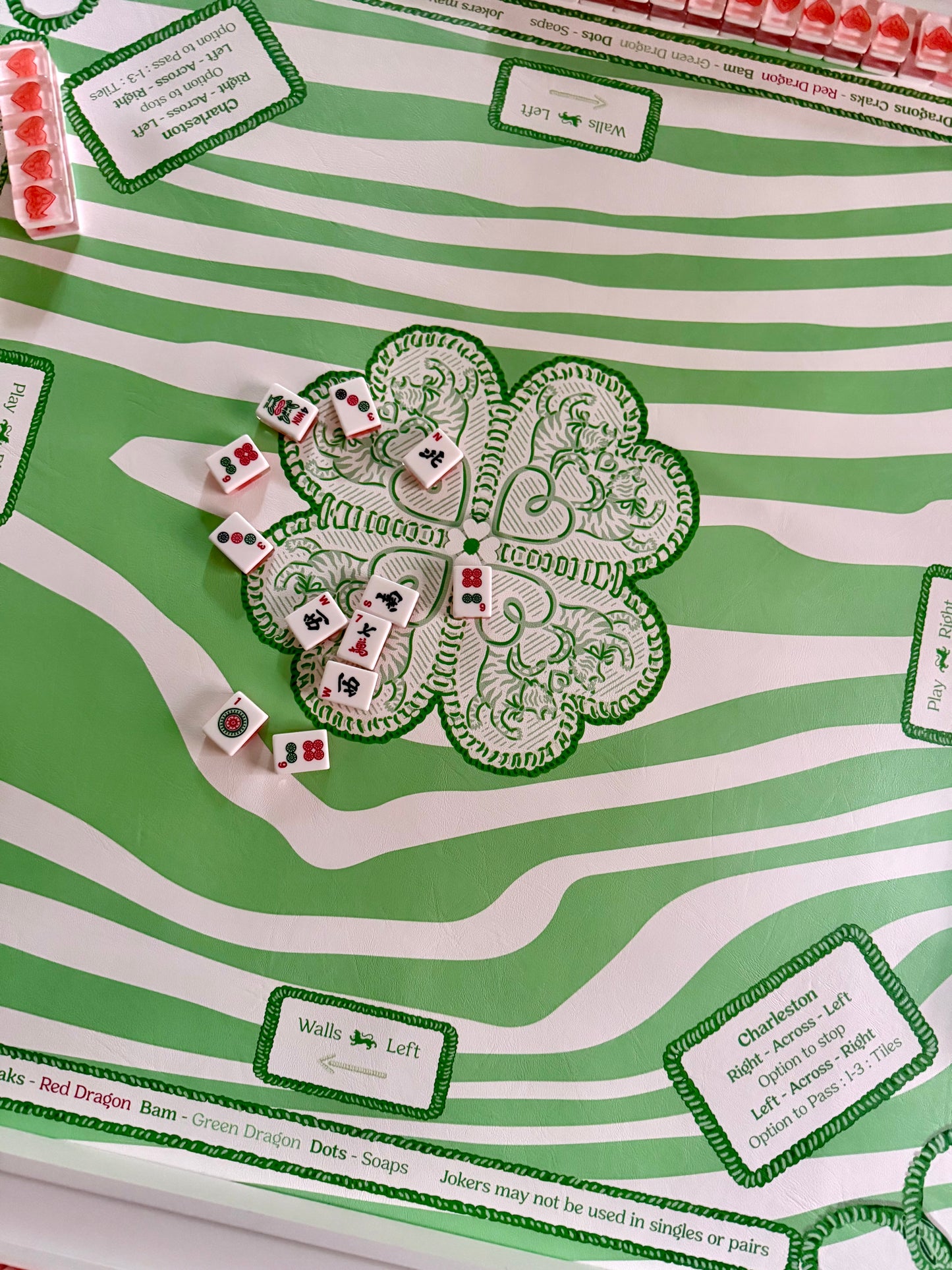 Mahjong Gaming Mat, FAUX BOIS *** RULES EDITION