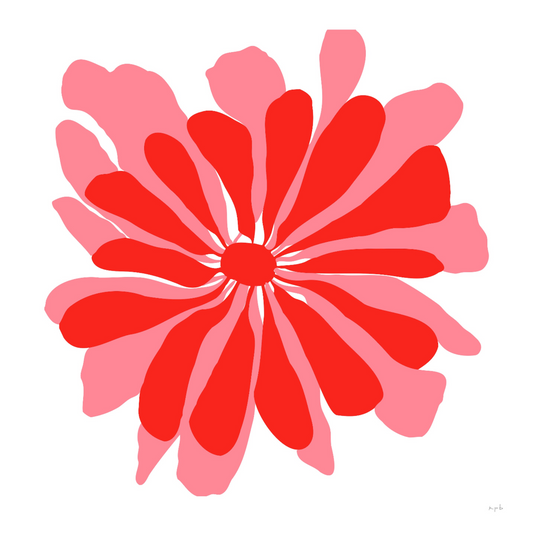 Katy's Vintage Hawaiian Flower - Red and Pink Saturated