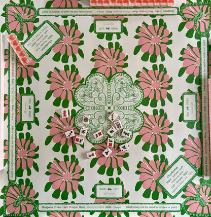 Mahjong Gaming Mat, KATY'S VINTAGE HAWAIIAN DRESS *** RULES EDITION